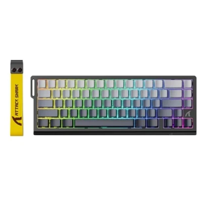 Afbeelding van ATTACK SHARK X68 HE 8000Hz Rapid Trigger Toetsenbord, 0.01mm RT Nauwkeurigheid Bedraad Gaming Magnetische Schakelaar, Verstelbare Actuatie, Snap Tap, RGB Verlichting, PC/Mac, Maannacht