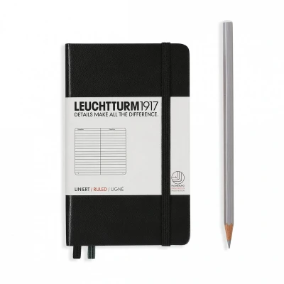 Afbeelding van Leuchtturm Notitieboek A6 Hardcover Black Gelinieerd