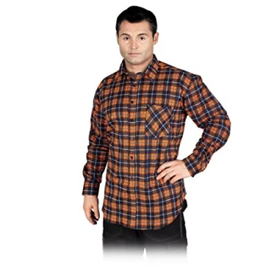 Afbeelding van Rijst Kf GPL bescherming flanel hemd, donkerblauw oranje, L maat
