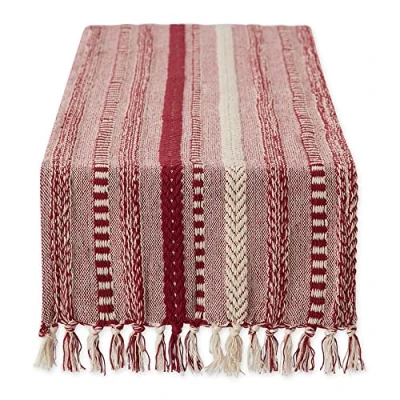 Afbeelding van DII Boerderij Gevlochten Streep Tafelloper Collectie, 15x72 (15x77, Inclusief franje), Barn Red