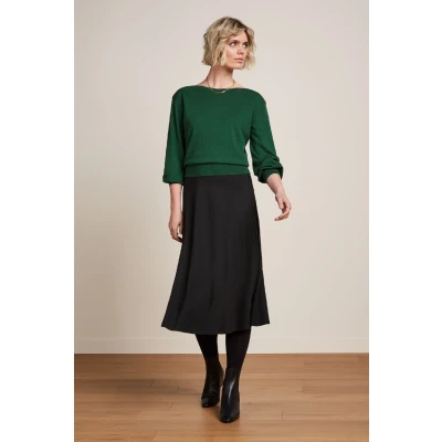 Afbeelding van Juno Milano crepe midi rok in zwart