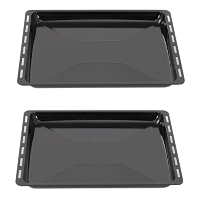 Afbeelding van ICQN Bakplaat 422 x 370 30 mm set, geëmailleerde vetpan voor oven en fornuis, geschikt ELECTROLUX, AEG, IKEA, ZANUSSI, JUNO, ZOPPAS, krasbestendig roestvrij, 42,2 37 3 cm