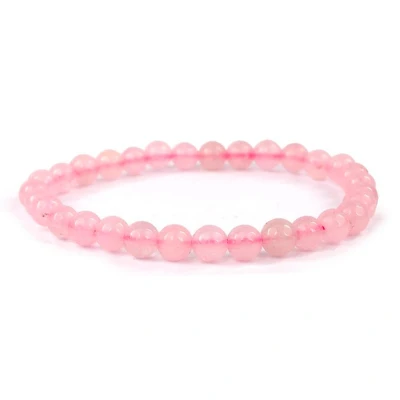 Afbeelding van Bixorp Gems Rozenkwarts Armband 6mm Kralen Edelsteen Kralenarmband 18cm