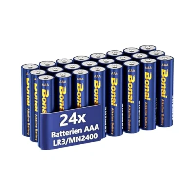 Afbeelding van BONAI Longlife Alkalinebatterijen AAA (24 stuks) 1,5 V Micro LR03 alkaline batterijen, krachtig, ideaal voor wekkers, koortsthermometer, decoratieve lampen en andere apparaten met een hoge