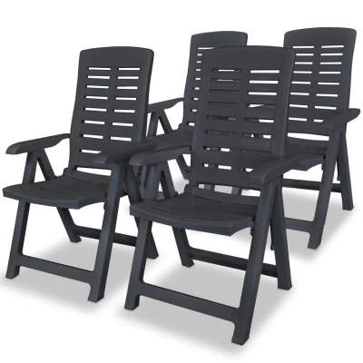 Afbeelding van Tuinstoelen 4 st verstelbaar kunststof antracietkleurig