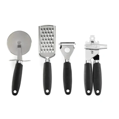 Afbeelding van Russell Hobbs 4 delige Kitchen Gadget Set Venus Collection, Peeler, CAN Opener, Pizza Cutter, Grater, hangende haken, Soft Touch handgrepen, eenvoudig schoon te maken, keukengerei, zwart