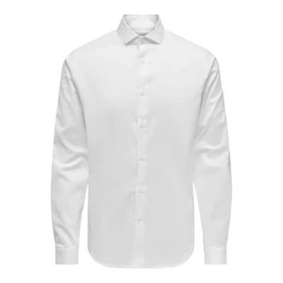 Afbeelding van ONLY &amp; SONS Onsjordan Life Slim Twill Ls Shirt met lange mouwen voor heren, wit, XL