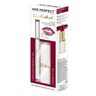 Afbeelding van L&#039;Oréal Age Perfect Lipstick + Lipliner Cadeauset 706 Burgundy