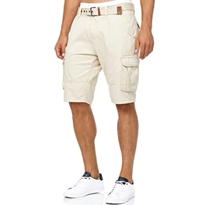 Afbeelding van Indicode Heren Monroe Cargo Shorts korte broek met riem Fog XXL