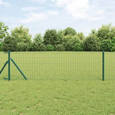 Afbeelding van vidaXL Euro Hek met 13 Posts 0.6x25 m Gegalvaniseerd Staal Groen