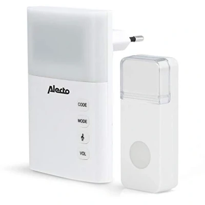 Afbeelding van Alecto ADB 19 Draadloze deurbel met flitslicht IP44 waterdicht 30 m bereik 36 melodieën wit