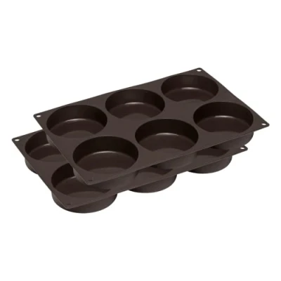Afbeelding van Lurch FlexiForm Burger Buns 585081 Set van 2/2 bakvormen siliconen voor 6 Pattys (10 cm), bruin