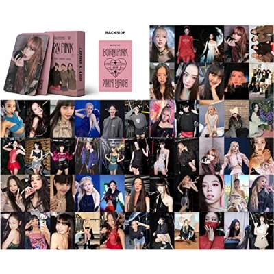 Afbeelding van 55 stuks Blackpink Lomo Fotokaarten BP Born Pink World Tour Nieuw Album Kaarten 2022 Mini Postcards Kpop Fotokaartset Cadeau voor Fans Meisjes
