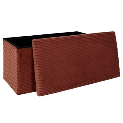 Afbeelding van Home Deco Factory Poef/hocker Cocoonen opvouwbaar stof bruin terracotta MDF/polyester 76 x 38 cm