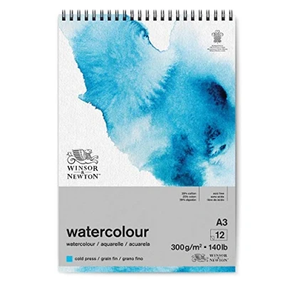 Afbeelding van Winsor &amp; Newton 6662580 Klassiek aquarelpapier in spiraalbinding 12 vellen DIN A3, 300 g/m², koudgeperst, licht getextureerd wit papier archiveerbare kwaliteit, geelbestendig
