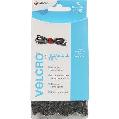 Afbeelding van VELCRO® VEL EC60388 Klittenband kabelbinder Om te bundelen Haak en lusdeel (l x b) 200 mm 12 Zwart 6 stuk(s)