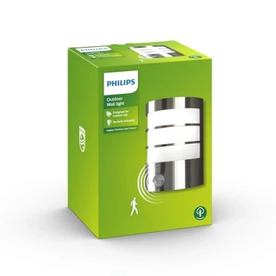 Afbeelding van Philips Calgary buitenwandlamp rvs sensor