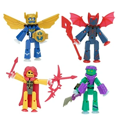 Afbeelding van Zing StikBot Legendz Series 1 Inclusief Valor, Ruebell, Dominus en Raze Oni Collectible Action Figures Accessoires, Stop Motionanimatie, vanaf 4 jaar
