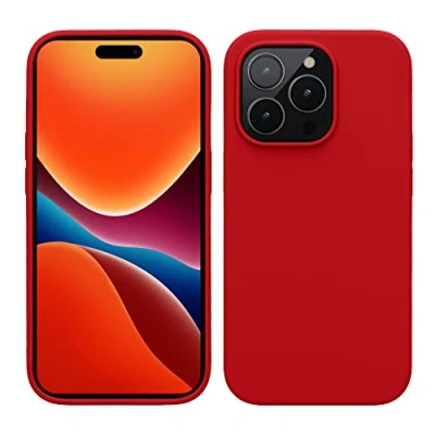 Afbeelding van kwmobile telefoonhoesje geschikt voor Apple iPhone 14 Pro Hoesje met siliconen coating Smartphone case in kersrood