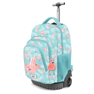 Afbeelding van Karactermania Oh My Pop! Ice Flamingo FAN GTS Trolley Rugzak Reistas Met Wielen Handbagage Turquoise