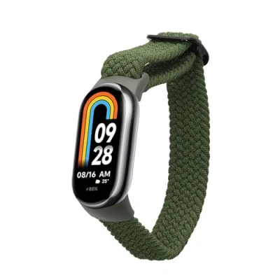 Afbeelding van kwmobile nylon bandje voor smartwatch geschikt Xiaomi Mi Band 8 17 cm Polsbandje in donkergroen