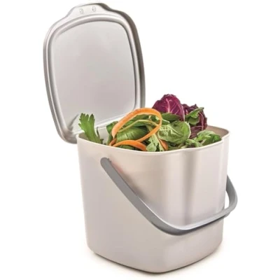 Afbeelding van Snips Biologische afvalemmer, compostemmer, keukenafvalemmer met deksel en handgreep, 3 liter, bio afvalemmer keuken, 20,5 x 18,5 16,7, Made in Italy, BPA vrij