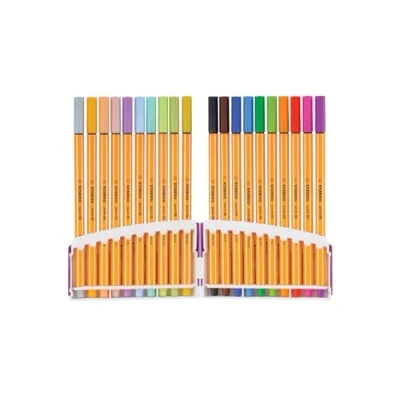 Afbeelding van STABILO point 88 viltstiften, fijne punt, ColorParade etui met 20 verschillende kleurpennen, inclusief 10 pastelpennen