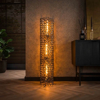 Afbeelding van Fraaai Boyd vloerlamp Ø25 cm weaver cylinder XL zwart nikkel Metaal