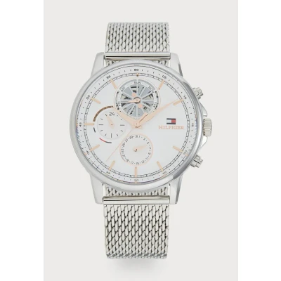 Afbeelding van Tommy Hilfiger Stewart Chronograaf silvercoloured/white, Heren, Maat: One Size, Silver coloured/white