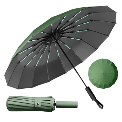 Afbeelding van LENDOO Umbrella Windproof, Paraplu Stormproof Compacte Opvouwbare Stormvaste met 16 Ribben, Grote Automatische Opening, Winddicht