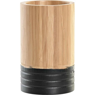 Afbeelding van Items Badkamer tandenborstel houder/beker hout beige 7 x 11 cm