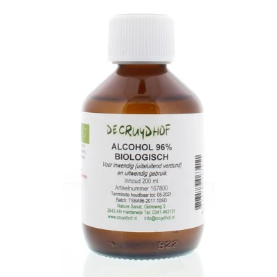 Afbeelding van Cruydhof Alcohol 96% Inwendig en Uitwendig Bio, 200 ml