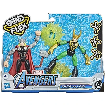 Afbeelding van Marvel spider man pak met 2 figuren thor en loki bend &amp; flex 15 cm
