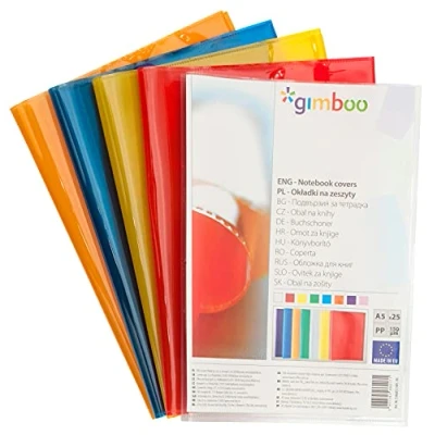 Afbeelding van gimboo Hefthoes boekomslagen/set van 25 / DIN A5 Transparant Kleur: Rood/kristalhelder polypropyleen folie Doorzichtig/Schoolschriften 150μm 2285BTS14PL 04