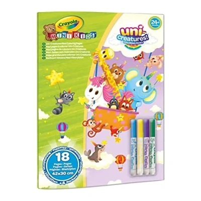 Afbeelding van Crayola Mini Kids Album met 18 Maxi formaat Kleurplaten en 4 Wasbare Stiften, Creatieve Activiteit voor Kinderen vanaf 24 maanden, 25 1045G