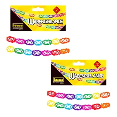 Afbeelding van Idena 90123 Slinger kleurrijk, 2 x stuks, honingraatslinger, decoratie carnaval, kinderfeestje