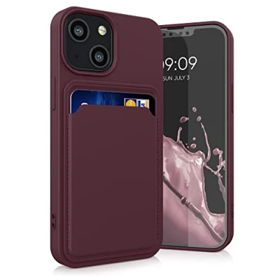 Afbeelding van kwmobile telefoonhoesje compatibel met Apple iPhone 13 mini hoesje Case pasjeshouder Smartphone cover in wijnrood