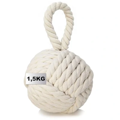 Afbeelding van COM FOUR® deurstop 1,5 kg zware deurhouder in Turk&#039;s dopknoopontwerp functioneel woonaccessoire apenvuist raamstopper remblok voor ramen en deuren (Knoop beige)