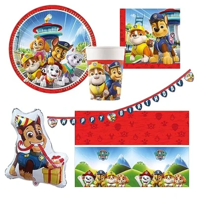 Afbeelding van Procos 10215311DY Partyset Paw Patrol, 39 delig wegwerpservies voor verjaardags en themafeestje van kinderen, tafeldecoratie
