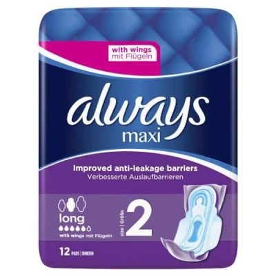 Afbeelding van Always maxi Sanitair Lang met vleugels 12, maat 2