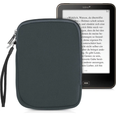 Afbeelding van kwmobile Neopreen e Reader Pouch Maat 6&quot; eReader Universele eBook Sleeve Case met Rits Grijs