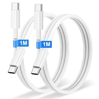 Afbeelding van iPhone 15, 16 oplaadkabel, 2 stuks, 1 m, 60 W, nylon USB C naar kabel, snellaadkabel, oplaadkabel voor Apple 16/15/Pro/Pro Max, Samsung S23, S22, S21, MacBook