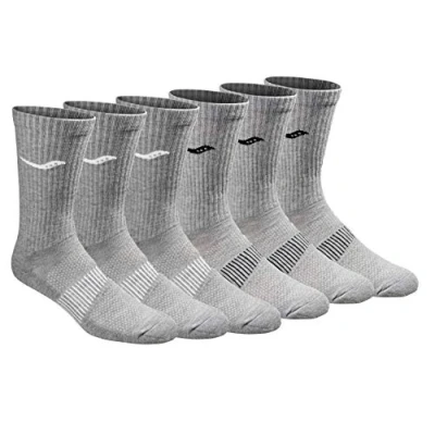 Afbeelding van Saucony Heren Run Dry Athletic Crew Socks Socks, Grijs (6 paars)