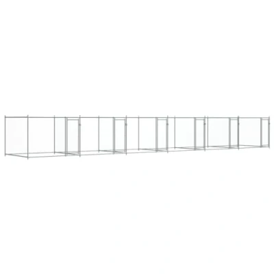 Afbeelding van vidaXL Hondenhok met deuren 12x2x1,5 m gegalvaniseerd staal grijs