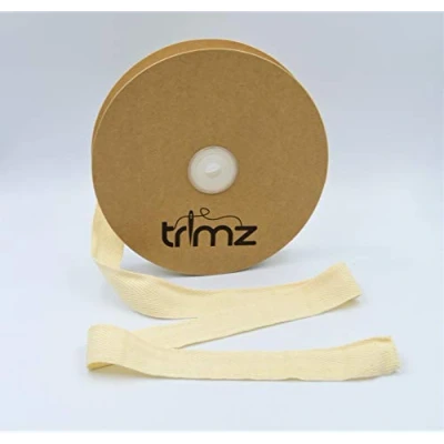 Afbeelding van Trimz 100% Katoen Visgraat Tape, Natuurlijk, 25mm x 25m
