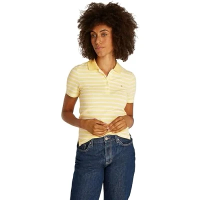 Afbeelding van Tommy Hilfiger Poloshirt citronella/ecru, Dames, Maat: XL, Citronella/ecru