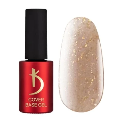 Afbeelding van K Odi Professional UV nagellak Cover Base Coat Light Beige Nude Gold Flakes Shimmer Polish Gel LED Soak Off onderlak gellak kleuren schellak gelnagels 7 ml