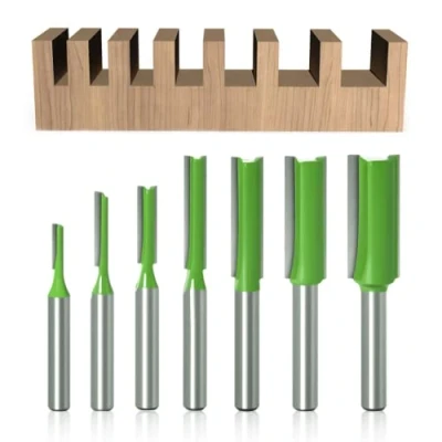 Afbeelding van kajkey® 7 stuks rechte frees met schacht van 6 mm, frees, voor hout, wolfraamcarbide, houtbewerkingsgereedschap, router, enkelvoudig, 3 4 5 8 10 12 mm