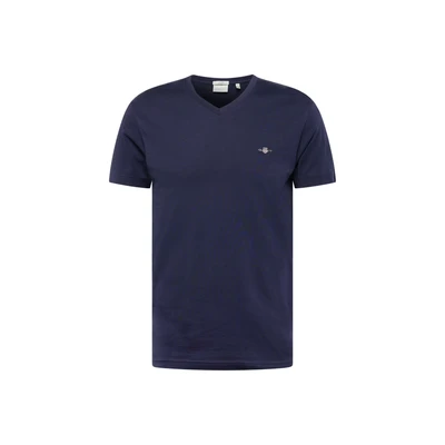 Afbeelding van GANT SLIM Shield Vneck Tshirt basic, Heren, Maat: XS, Evening blue