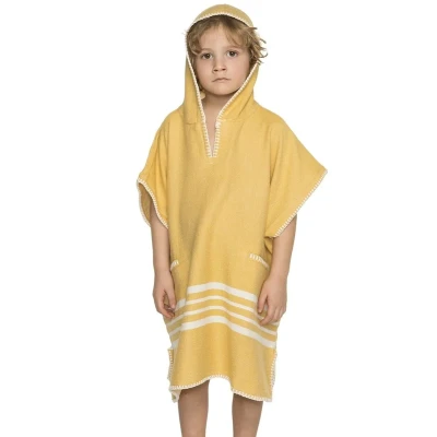 Afbeelding van Kinder Strandponcho Hamam Mustard Yellow van Lalay maat 2 3 jaar t/m 10 11